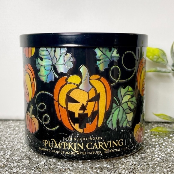 Bath & Body Works Halloween Fall Candle Pumpkin Carving Nwt - Picture 1 of 6